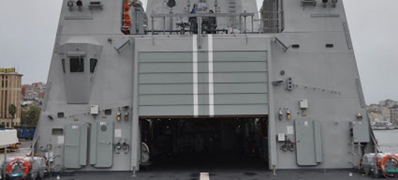 Helicopter hangar door on navel ship